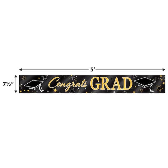 Beistle 5ft. Black & Gold Metallic Congrats Grad Banners, 2ct.